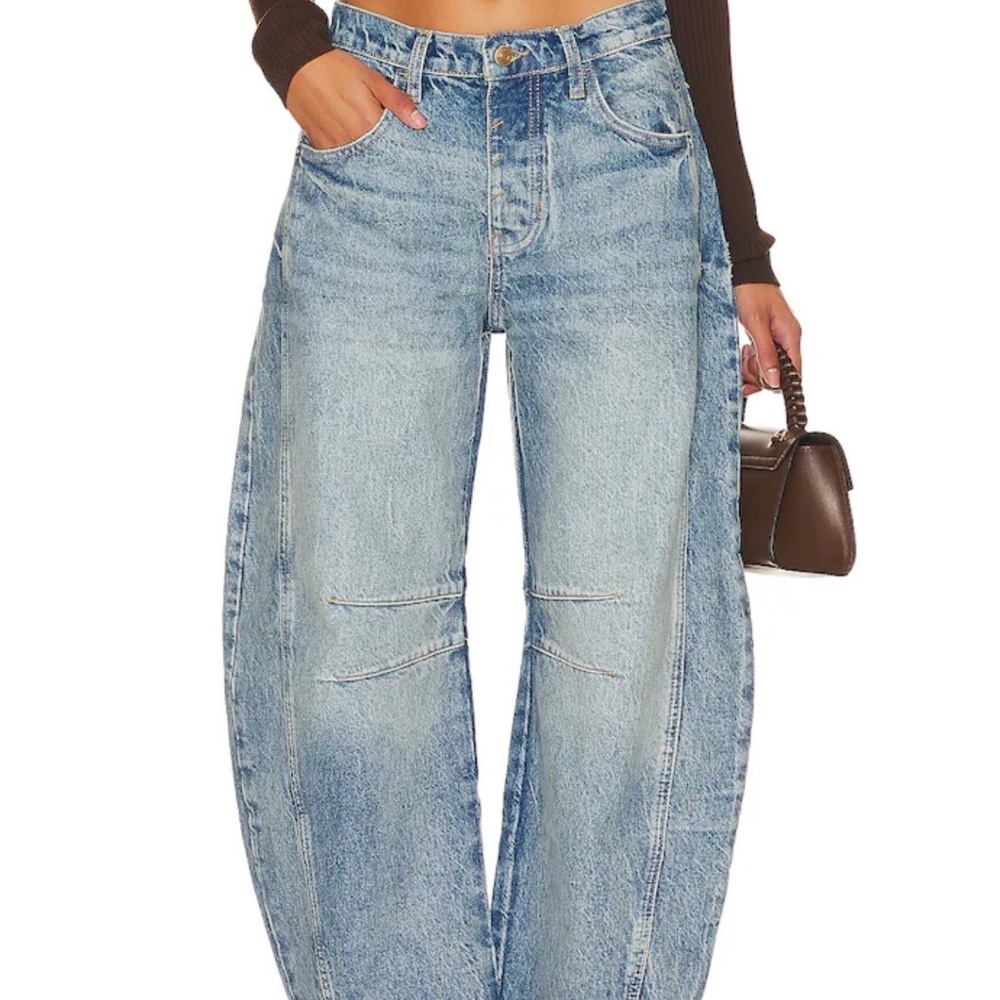 24S We The Free Good Luck Mid Rise Wide Leg Barrel Jeans